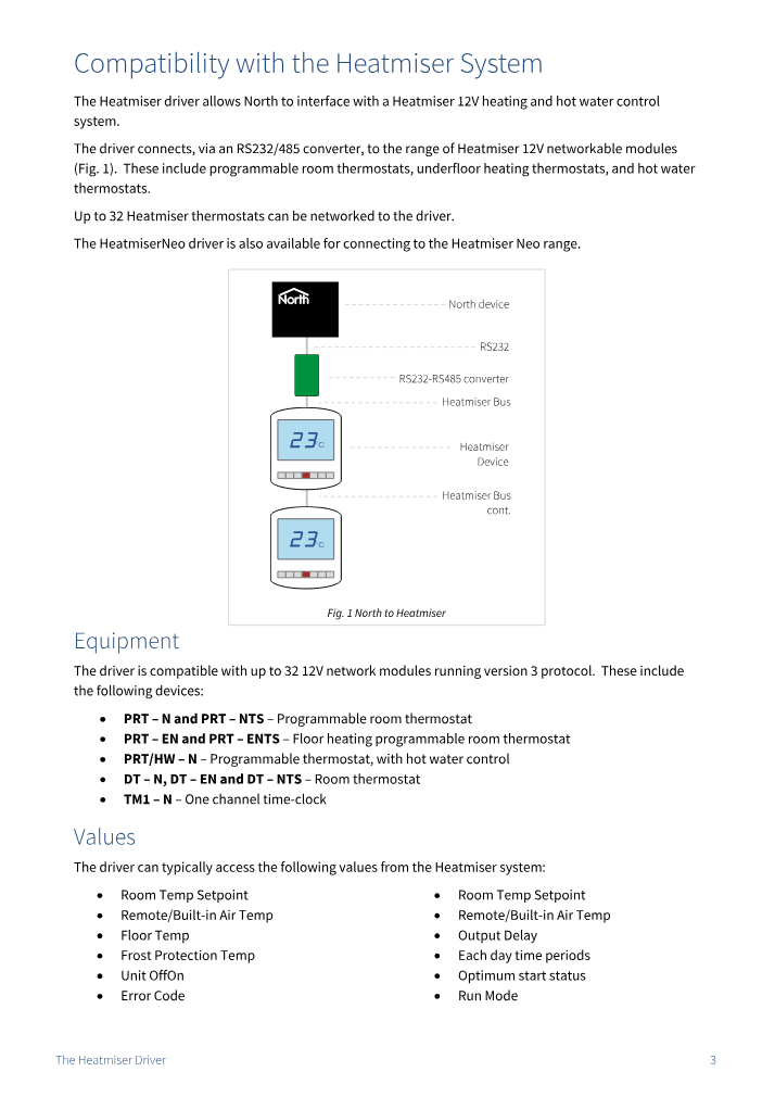 Preview thumbnail of page 3 of the Heatmiser Driver Manual PDF document.